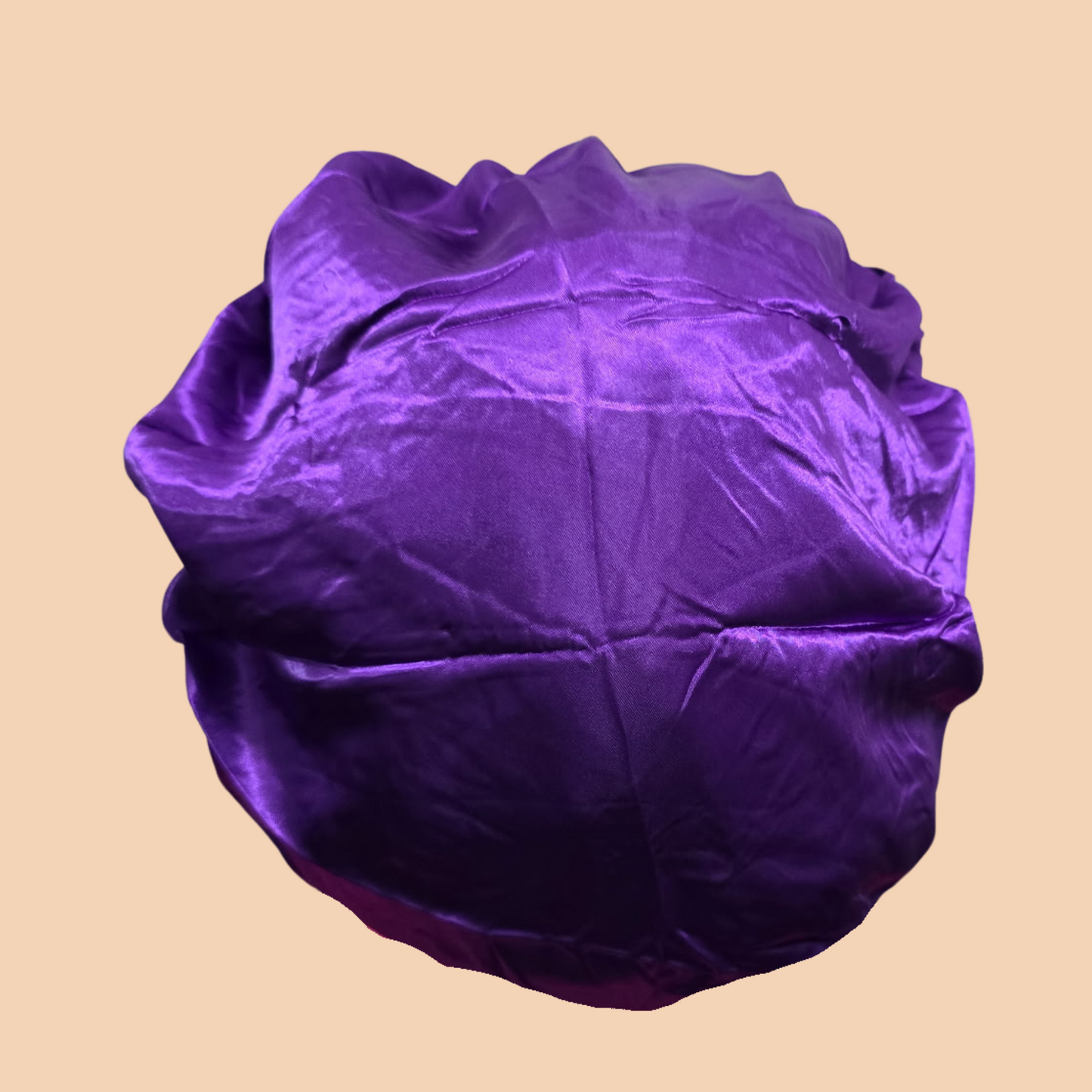 Silky Satin Purple Decorative Headband Bonnet – Large, Adjustable Fit for Braids, Locs & Natural Hair