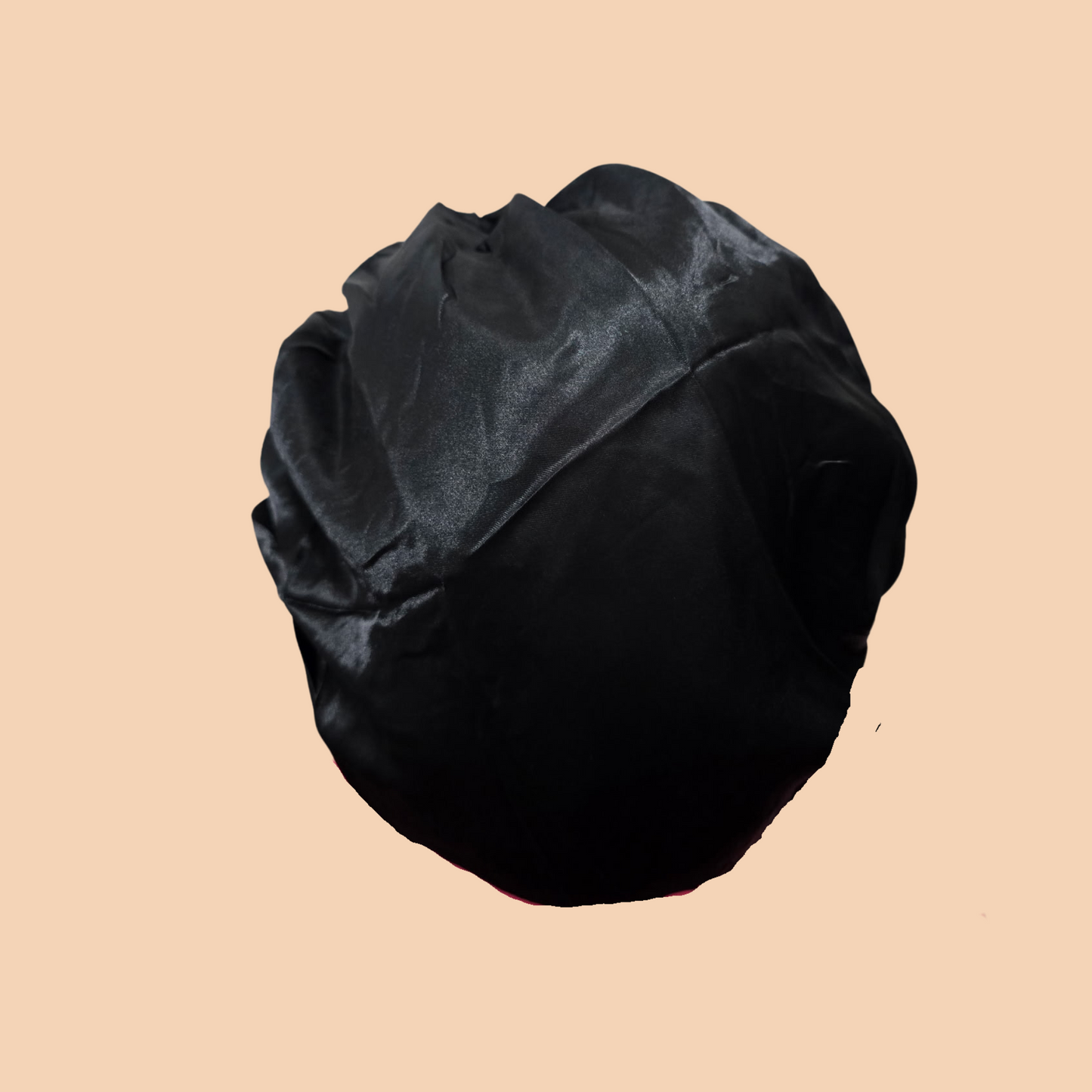 Silky Satin Black Bonnet – Large, Adjustable Fit for Braids, Locs & Natural Hair