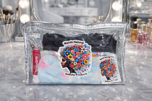 Crystal Luxe Beauty Bag- Silver Trim