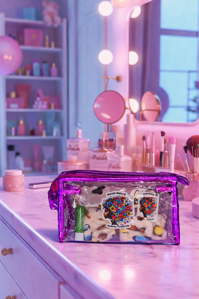 Crystal Luxe Beauty Bag-Purple Clear