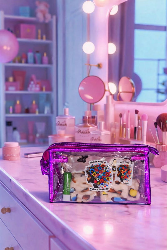 Crystal Luxe Beauty Bag-Purple Clear