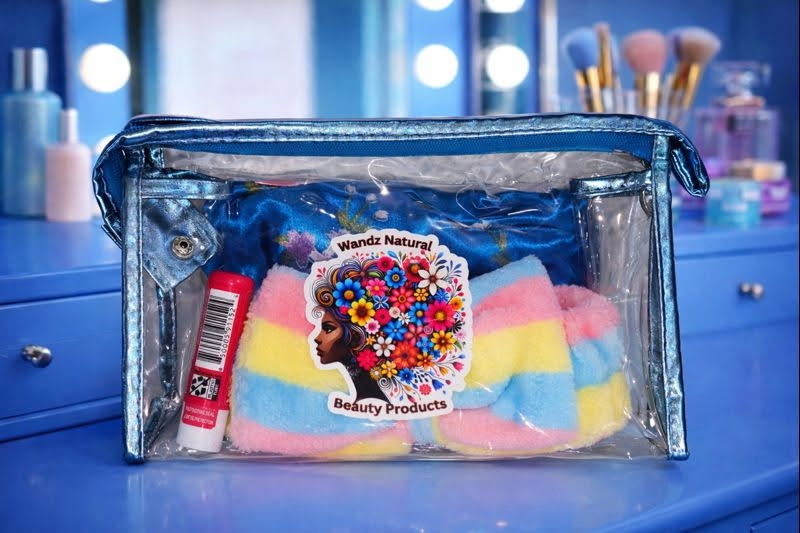 Crystal Luxe Beauty Bag -Blue Trim