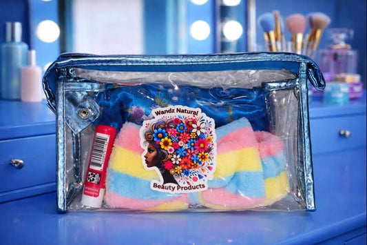 Crystal Luxe Beauty Bag -Blue Trim