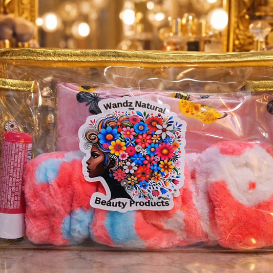 Crystal Luxe Beauty Bag- Gold Trim